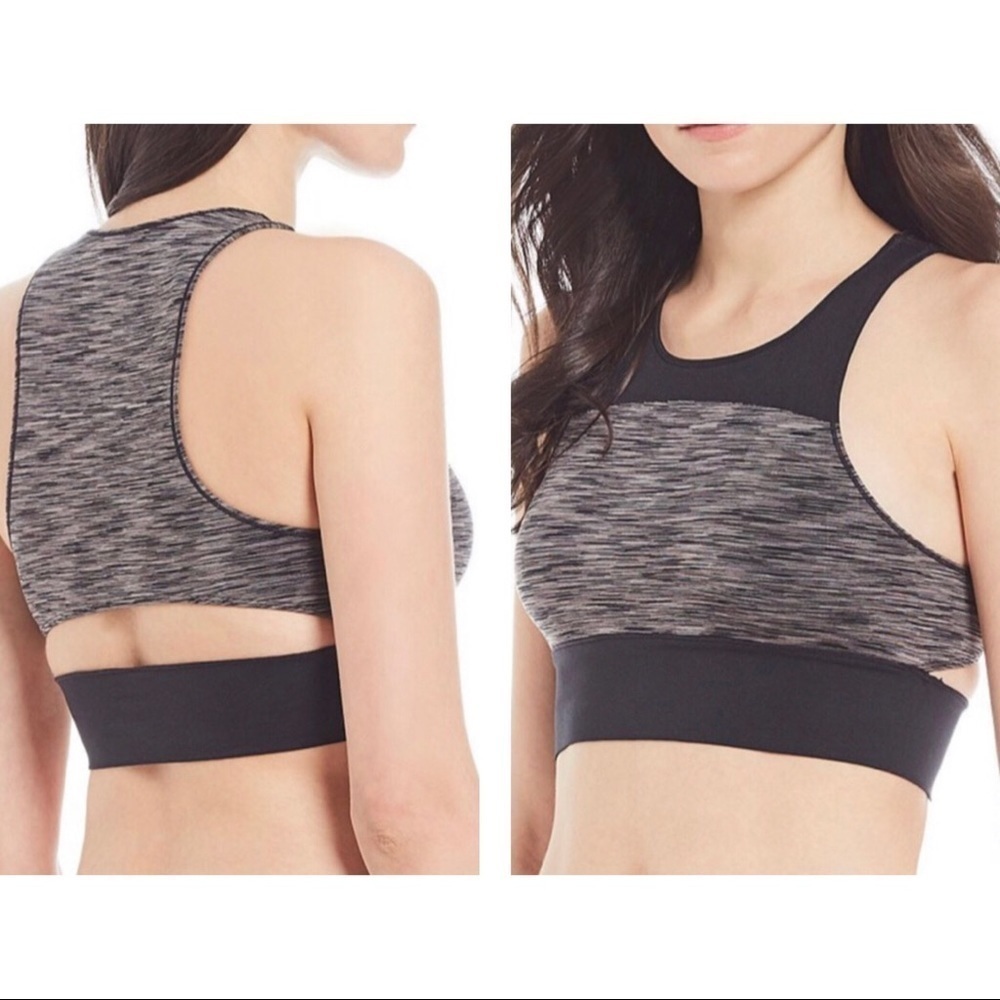 NWT Jasmine & Ginger Marled Black / White Seamless Longline 2 Bra Bundle size L